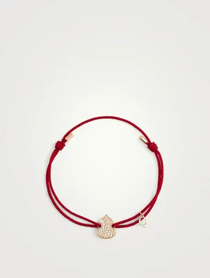 Wulu 18K Rose Gold Red Cord Bracelet With Diamonds