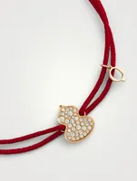 Wulu 18K Rose Gold Red Cord Bracelet With Diamonds