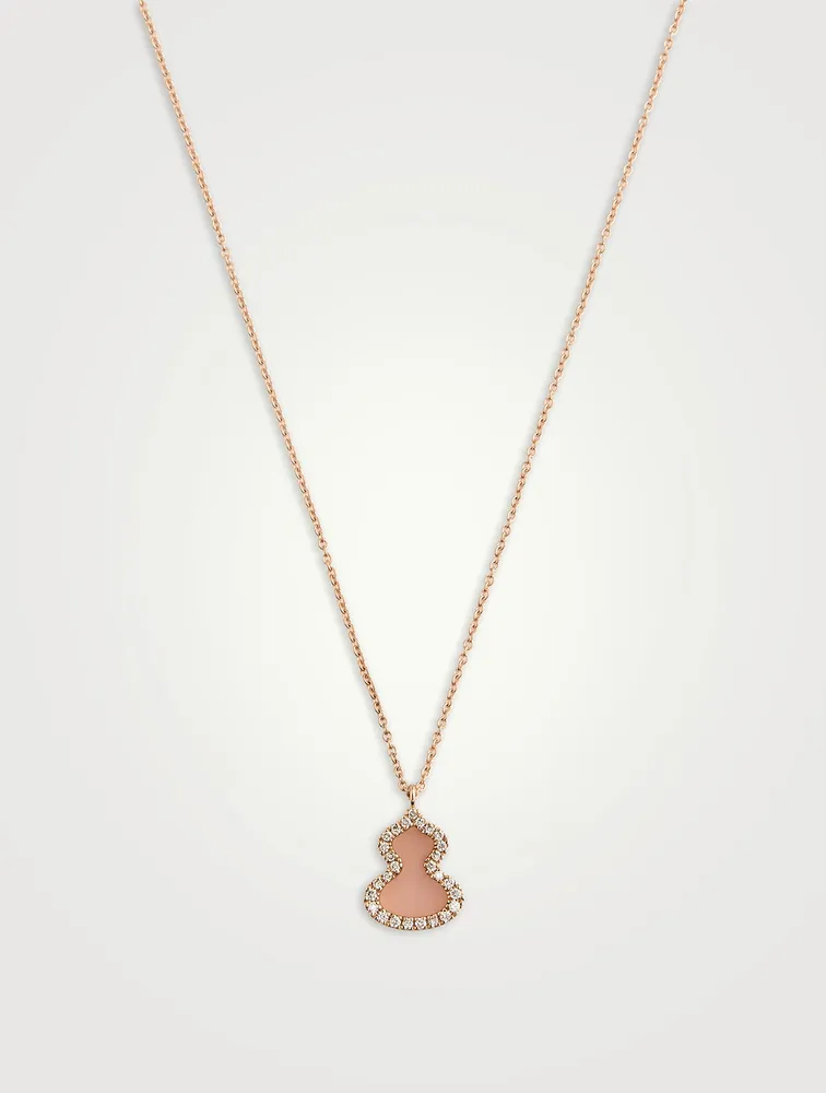 Petite Wulu 18K Rose Gold Necklace With Pink Opal And Diamonds