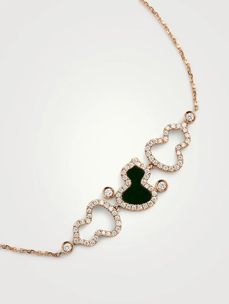 Wulu 18K Rose Gold Bracelet With Jade And Diamonds