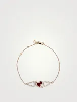 Wulu 18K Rose Gold Bracelet With Red Agate And Diamonds