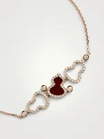 Wulu 18K Rose Gold Bracelet With Red Agate And Diamonds