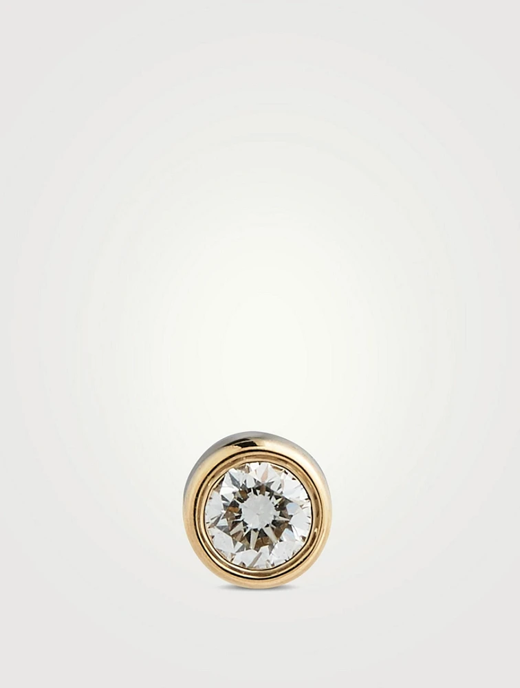 14K Gold Diamond Bezel Stud Earring