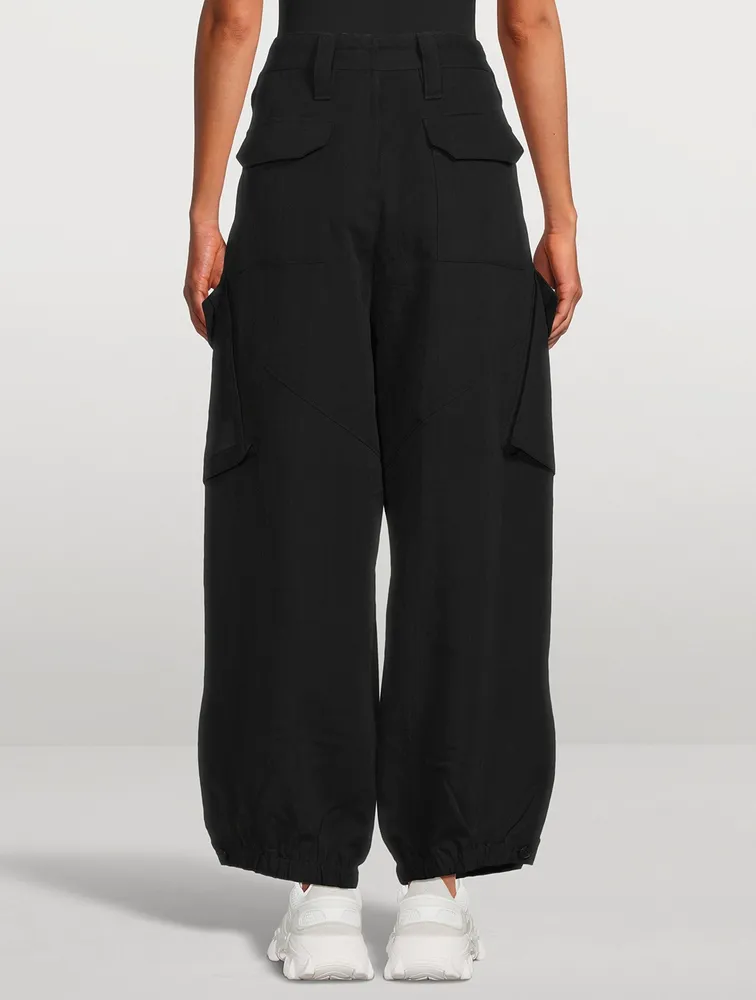 Crinkled Twill Cargo Pants