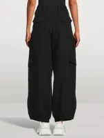 Crinkled Twill Cargo Pants