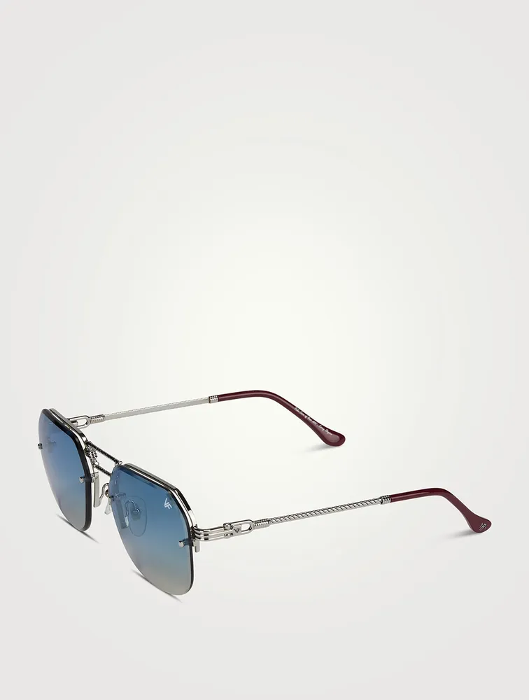 CEO Bevel Drill Mount Aviator Sunglasses