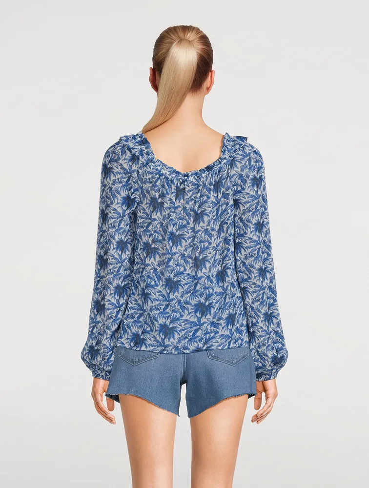 Myla Silk Blouse Palm Toile Print