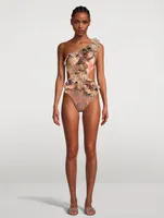 Devi Cut-Out One-Piece Swimsuit Patchwork Print