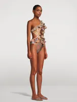 Devi Cut-Out One-Piece Swimsuit Patchwork Print