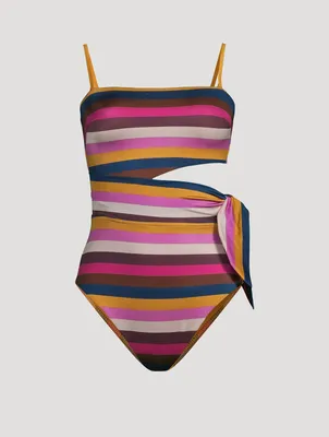 Ginger Convertible Cut-Out One-Piece Swimsuit Stripe Print