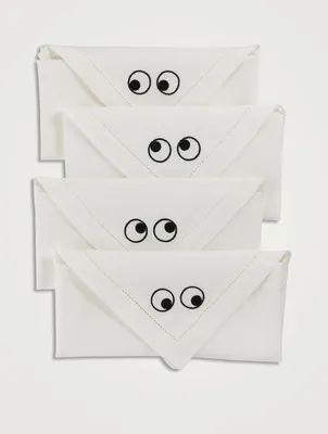 Set Of Four Eyes Linen Napkins