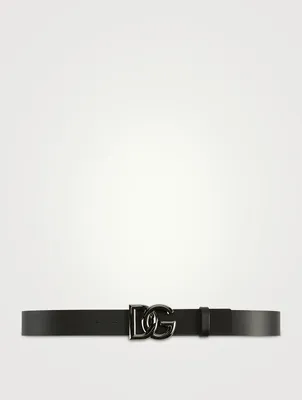 Black Lowell square buckle leather belt