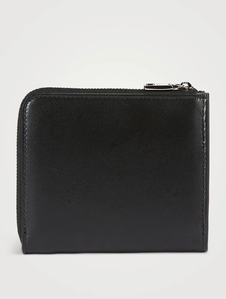 Leather Zip-Around Wallet With Logo