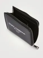 Leather Zip-Around Wallet With Logo