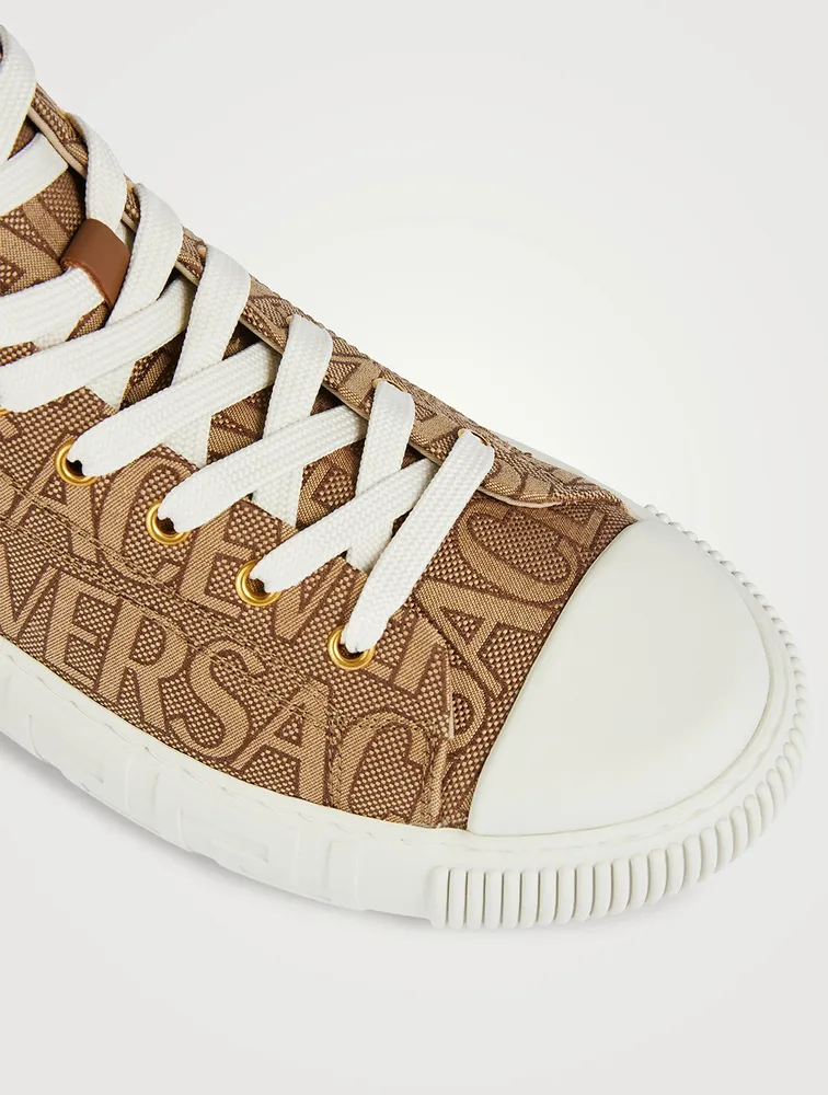 Greca Canvas High-Top Sneakers Versace Allover Print