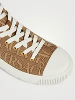 Greca Canvas High-Top Sneakers Versace Allover Print