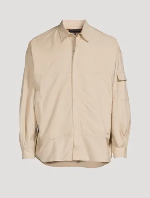 Cotton-Blend Zip Shirt Jacket