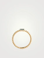 Dew Drop 14K Gold Baguette Stackable Ring With Blue Topaz