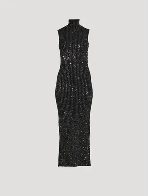 Sequin Mockneck Maxi Dress