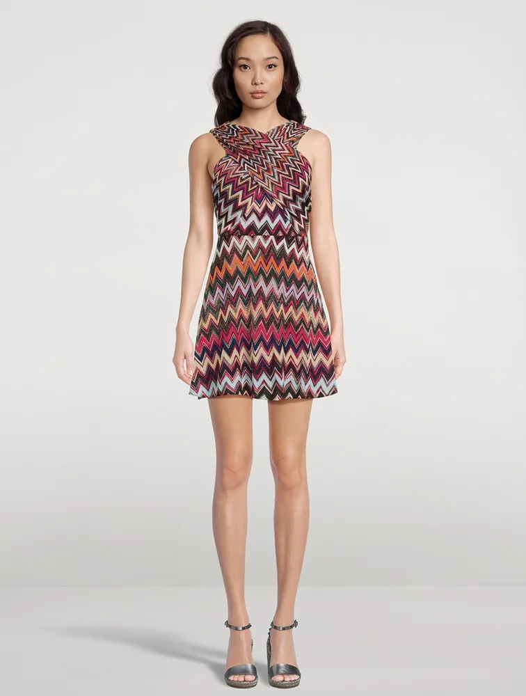 Lamé Printed Mini Dress