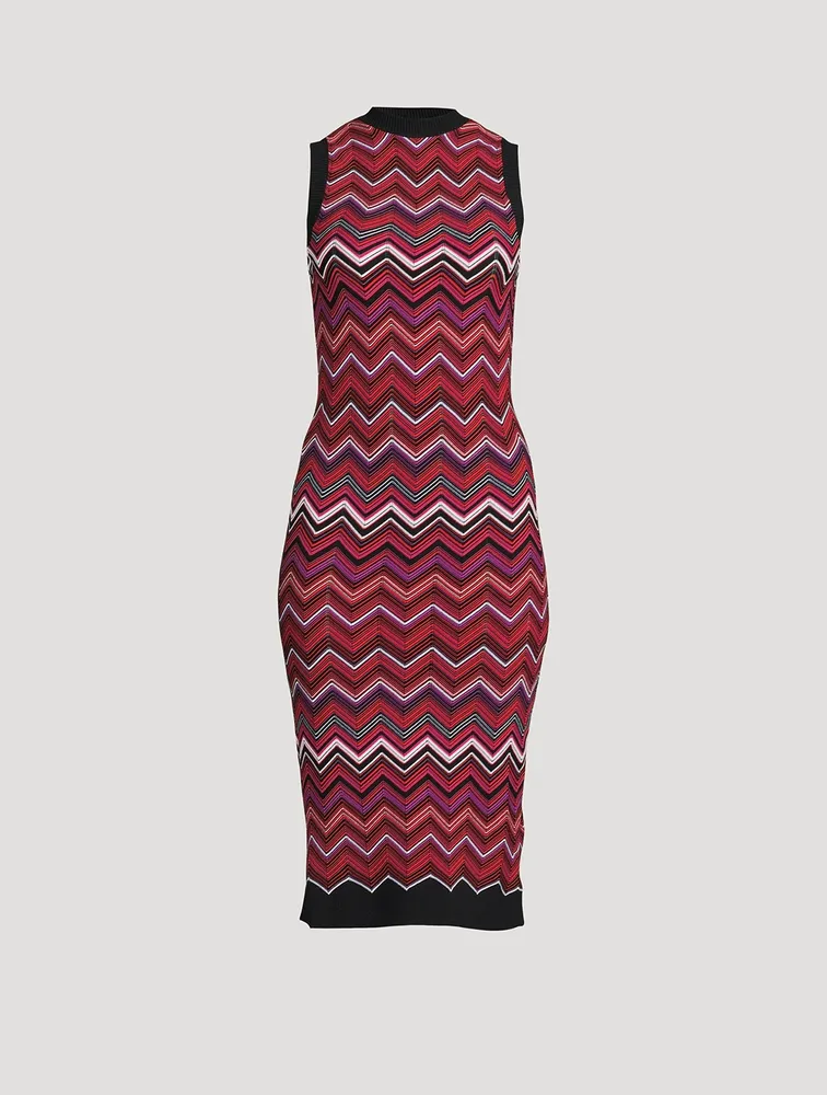 Sleeveless Chevron Print Midi Dress