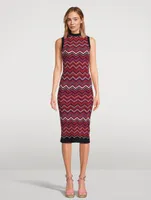 Sleeveless Chevron Print Midi Dress