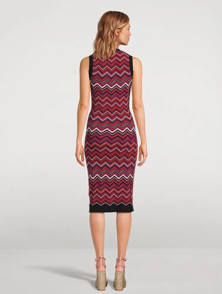 Sleeveless Chevron Print Midi Dress