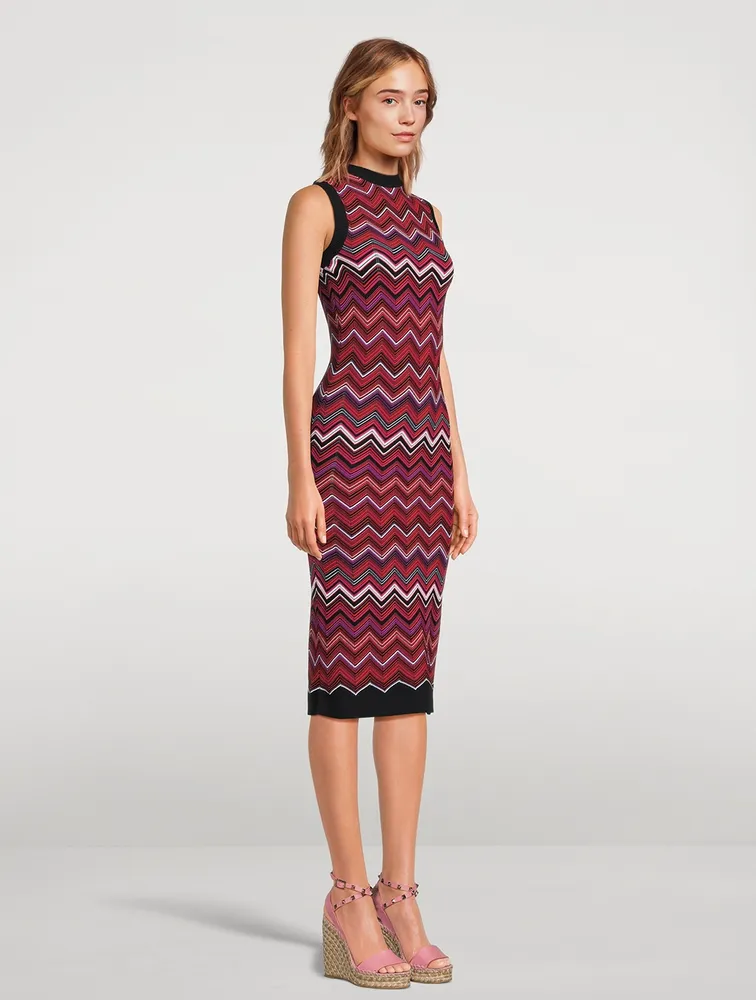 Sleeveless Chevron Print Midi Dress