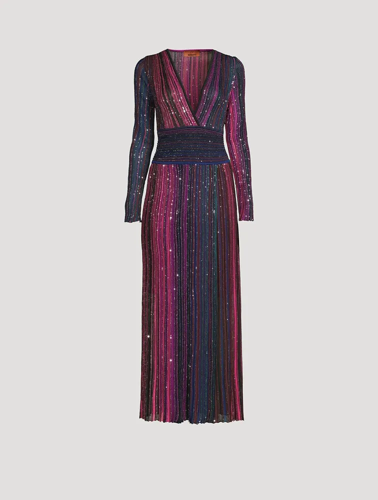 Rainbow Sequin V-Neck Dress