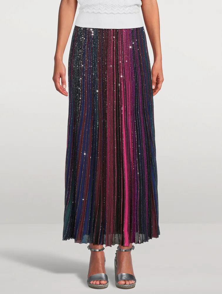 Rainbow Sequin Pleated Skirt