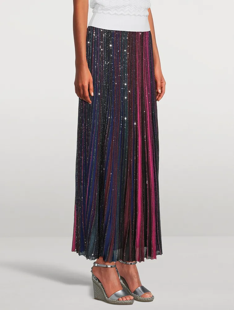 Rainbow Sequin Pleated Skirt