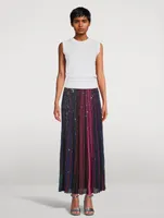 Rainbow Sequin Pleated Skirt