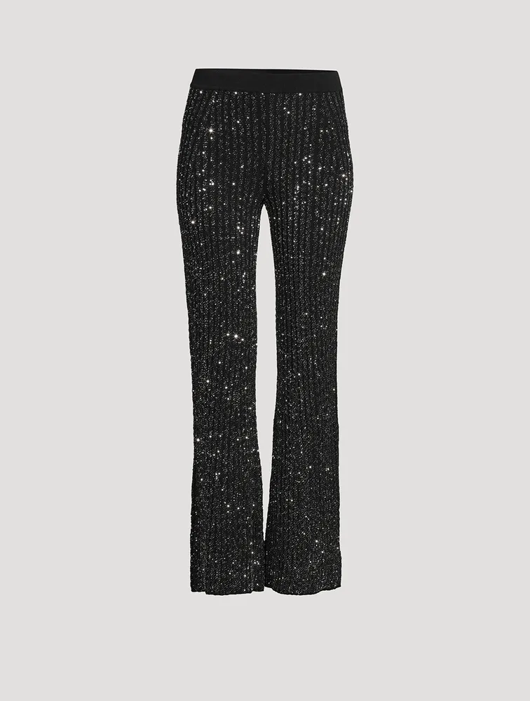 Sequin Knit Flare Trousers