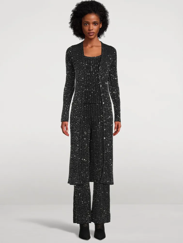 Sequin Knit Flare Trousers