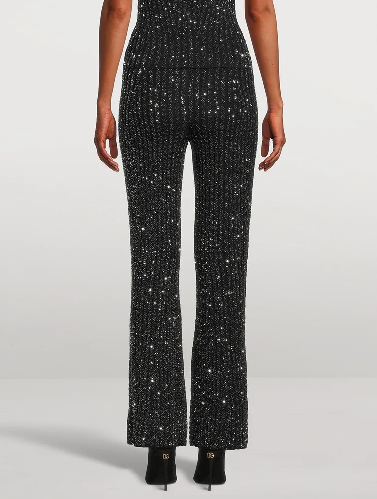 Sequin Knit Flare Trousers