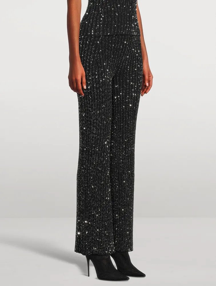 Sequin Knit Flare Trousers