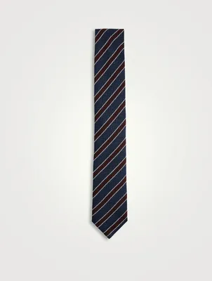 Silk And Cashmere Striped Jacquard Tie