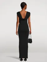 Draped Long Dress With Open Back