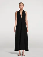 Matte Viscose Crepe Twist Back Long Dress