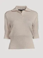 Metallic Knit Polo Shirt