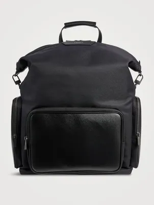Recycled Twill And Evoluzione Leather Backpack