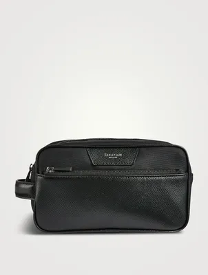 Recycled Twill And Evoluzione Leather Toiletries Bag