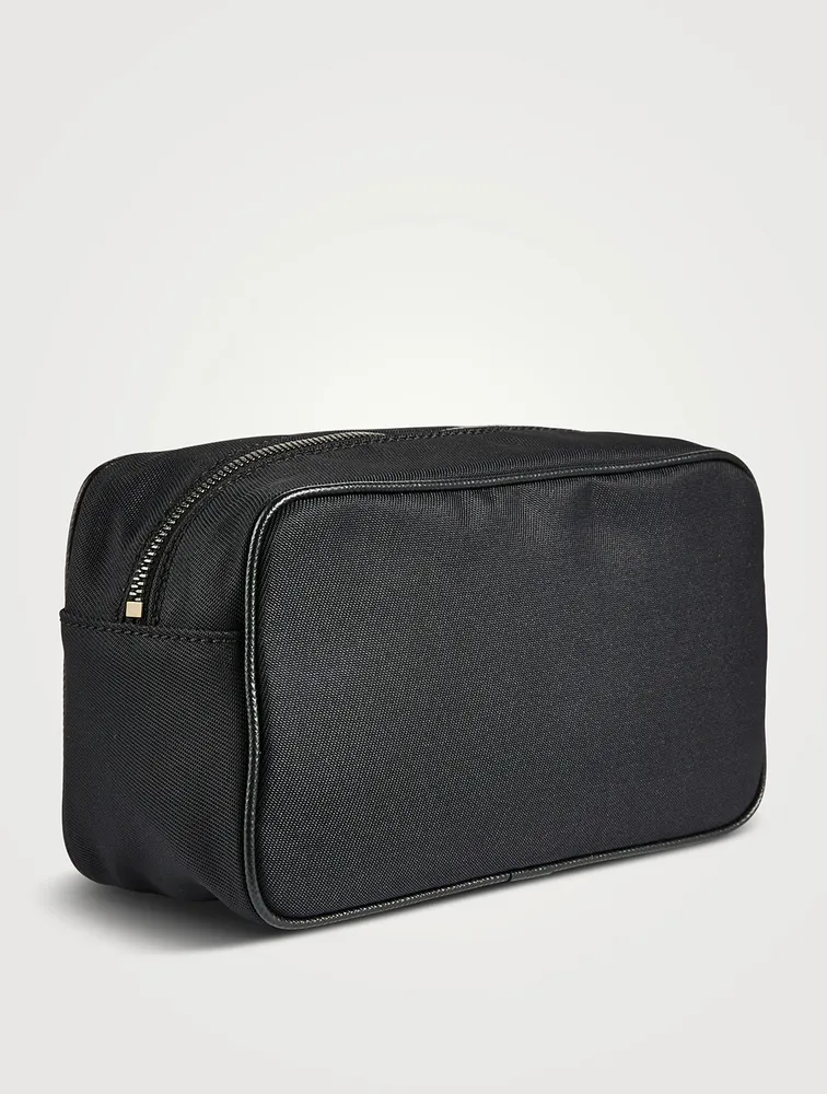 Recycled Twill And Evoluzione Leather Toiletries Bag