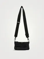 Recycled Twill And Evoluzione Leather Crossbody Bag