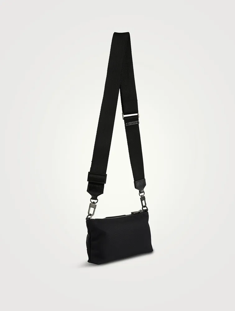 Recycled Twill And Evoluzione Leather Crossbody Bag