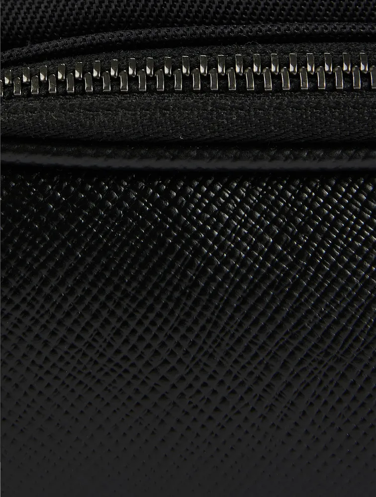 Recycled Twill And Evoluzione Leather Crossbody Bag