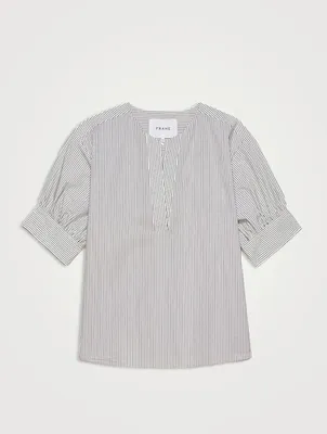 Puff-Sleeve Tunic Stripe Print