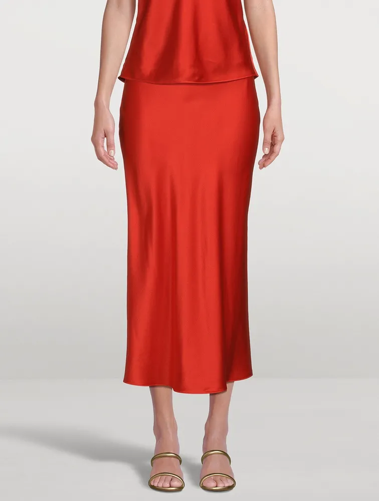 Bias Silk Midi Skirt