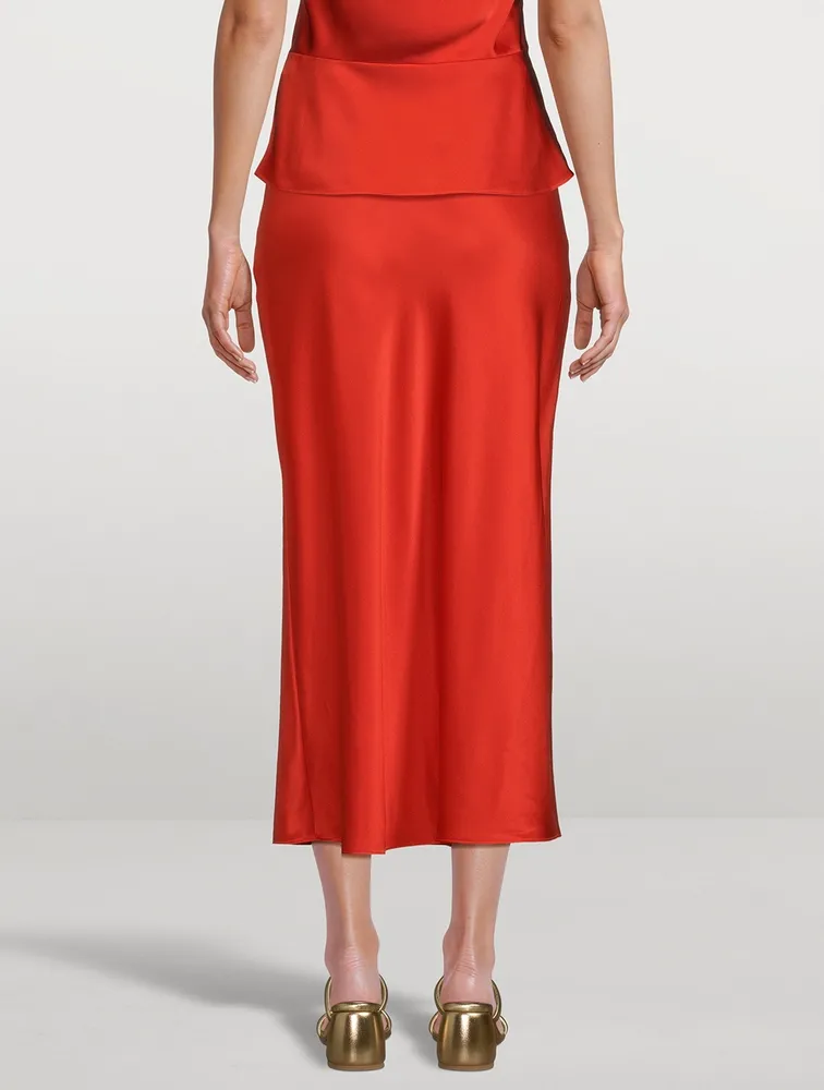 Bias Silk Midi Skirt