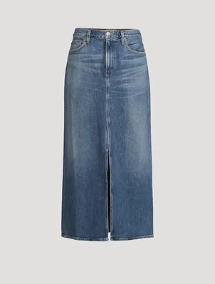 Leif Low-Slung Denim Maxi Skirt